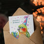 Cute Green Parakeet Parrot Party For Girl Boy Kids Birthday Card, thumbnail 3 of 5