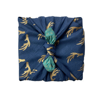 Jade And Midnight Reversible Fabric Gift Wrap Furoshiki, 5 of 7