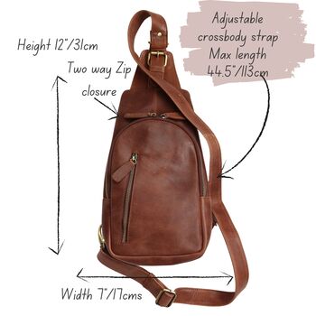 Brown Leather Crossbody Sling Bag, 4 of 4