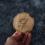 Personalised 5th Anniversary Coaster Set – “Five Years And I Still Wood” Oak Veneer Gift For Couples, thumbnail 3 of 3