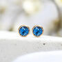 Yellow Gold Plated September Sapphire Birthstone Stud Earrings, thumbnail 1 of 8