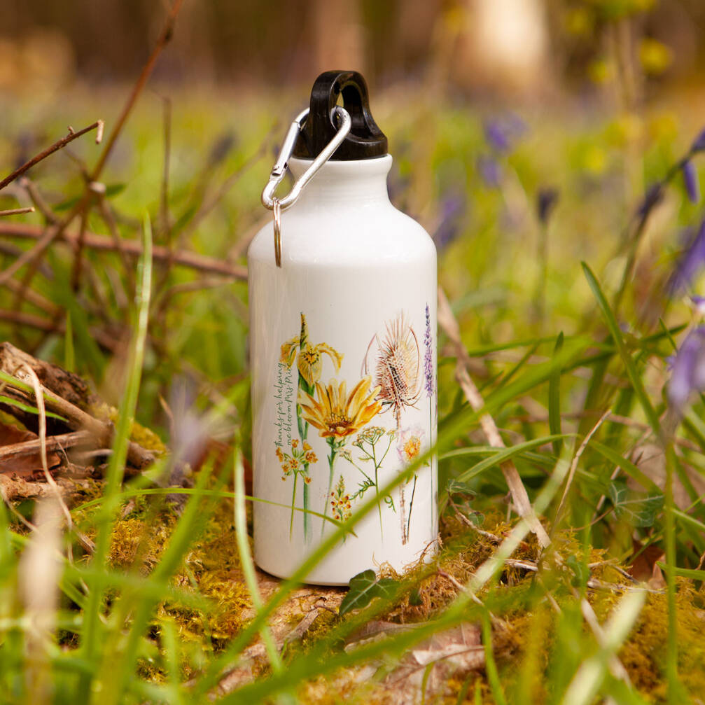 Inky Wildflower Metal Water Bottle With Personalisation, 1 of 12