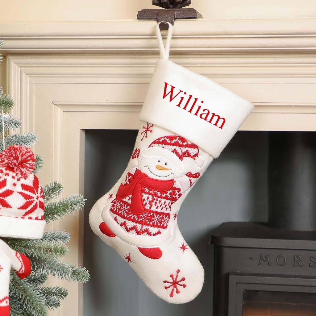 personalised white christmas stocking