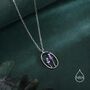 Enamel Lavender Pendant Necklace In Sterling Silver, thumbnail 7 of 12