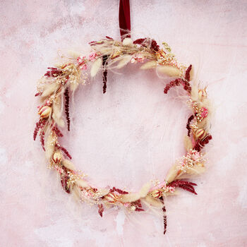 'Leto' Pink Wreath Dried Flower Wall Art, 3 of 4