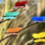 Set Of Five Coloured Butterfly Garden Stakes – Outdoor Metal Art – Vibrant Powder Coated Butterflies On Black Poles, thumbnail 4 of 7