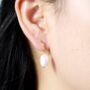 Irregular Freshwater Pearl Drop Gold Hoop Earrings, thumbnail 2 of 7