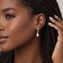 Sterling Silver Freshwater Pearl Open Hoop Stud Earrings, thumbnail 3 of 7