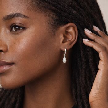 Sterling Silver Freshwater Pearl Open Hoop Stud Earrings, 3 of 7