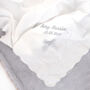 Personalised Baby Christening Silver Embroidered Shawl, thumbnail 7 of 10