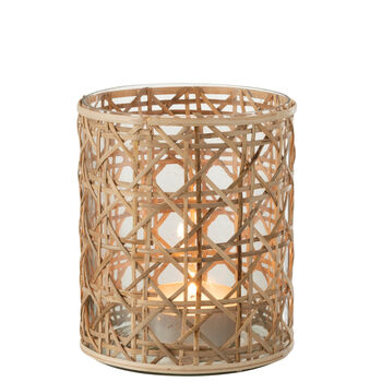 Natural Reeded Cane Glass Candle Hurricane, 2 of 4
