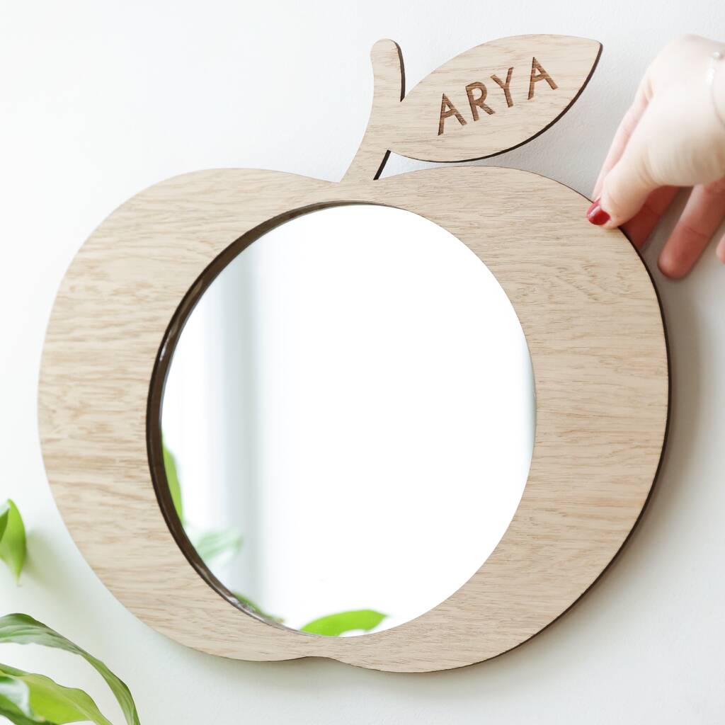 Personalised Wooden Apple Frame Mirror, 1 of 5