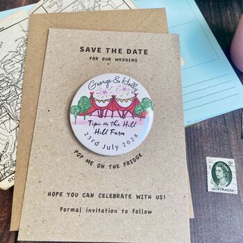 Tipi Illustration Colourful Magnet Save The Date, 5 of 10