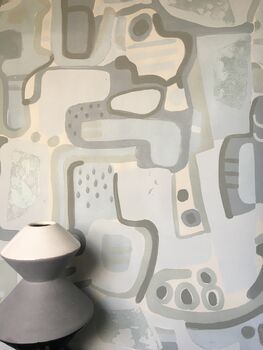 Cubist Jigsaw Wallpaper Soft Dove Grey, 7 of 7