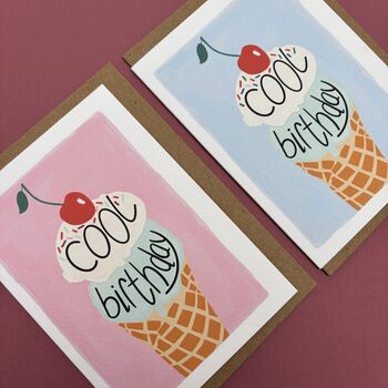 Blue Cool Birthday Ice Cream Greeting Card, 2 of 2