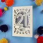 Personalised 21st Birthday Card Papercut Spotty Design, thumbnail 9 of 9