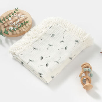 Dandelion Pure Cotton Muslin Tassel Baby Blanket, 2 of 2