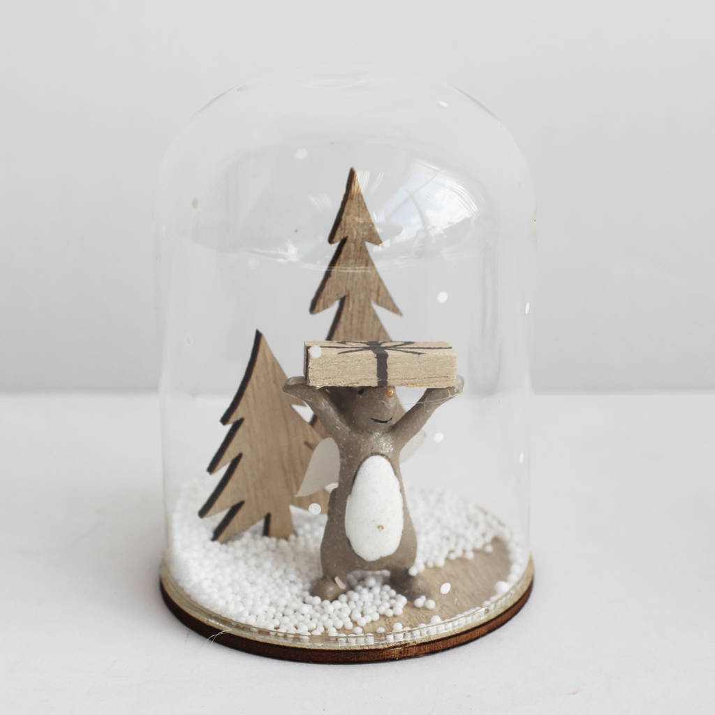 Festive Mouse Snow Glass Dome Ornament By Posh Totty Designs Interiors