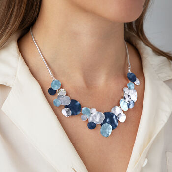 Hammered Blue Four Tone Statement Necklace, 2 of 6