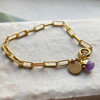 Tumbled Birthstone Paperclip Chain Bracelet, 3 of 12