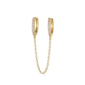 Duo Chain Huggie Hoop Earring, 3 of 5