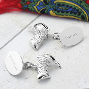 Solid Sterling Silver Pheasant Head Cufflinks, 2 of 6