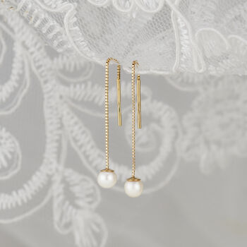 9ct Gold Pearl Thread Through Earrings, 4 of 7