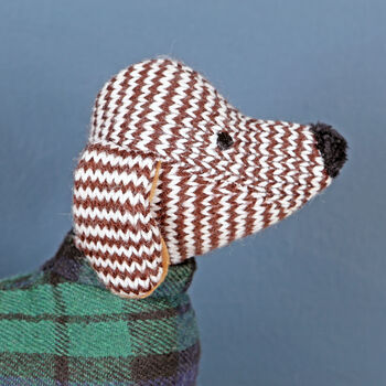 Tartan Plaid Dachshund Sausage Dog Rattle And Bag, 3 of 4