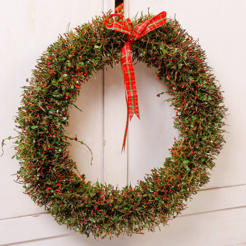 Traditional Christmas Holly Bush Circle Wreath By Dibor A Circular Decoration Of Branches For Christmas