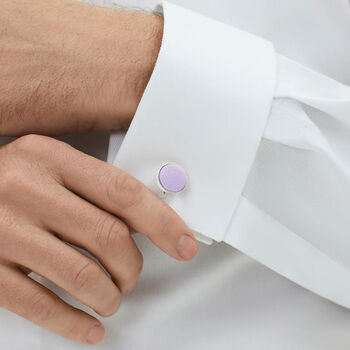 Woven Fabric Faced Cufflinks Pastel Purple, 2 of 4