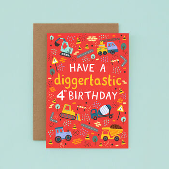 Any Age Construction Birthday Card, Boys Birthday Card, Digger, Vehicles, 6 of 8