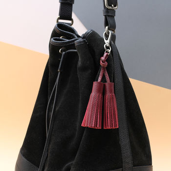 Personalised Luxury Nappa Leather Tassel Bag Charm, 3 of 12