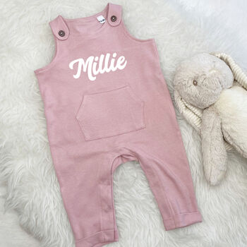 Retro Style Personalised Organic Baby Dungarees, 2 of 2