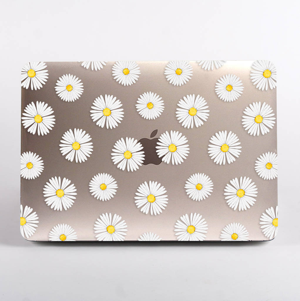 Daisy Flowers Transparent Mac Book Case By Dessi Designs