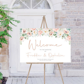 Wedding Welcome Board Peach Pink Floral, 4 of 7