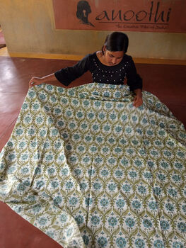Handmade Indian Block Printed Scarf, Linen Khadi Cotton, 5 of 10