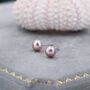 Genuine Purple Pink Pearl Stud Earrings, thumbnail 2 of 12