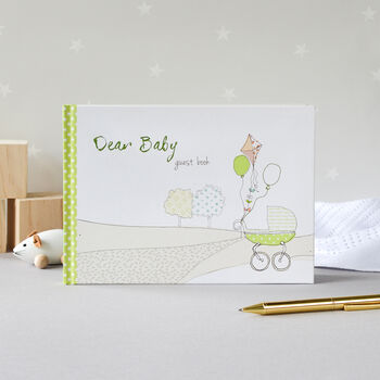 Baby Shower, Dear Baby Guest Book Green, 3 of 10