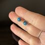 Green Sparkly Fused Glass Sterling Silver Stud Earrings, thumbnail 3 of 9