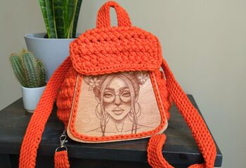 Woven Backpack With Wooden Panel, 5 of 7