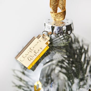 Personalised Snow Christmas Tree Bauble, 7 of 7