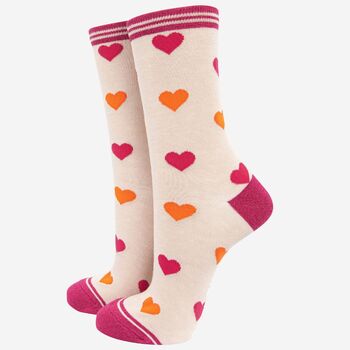 Womens Bamboo Socks Love Hearts Rainbow Gift Set, 3 of 4
