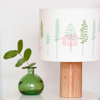 Green Trees And Cabin Drum Lampshade, 4 of 8