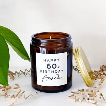 Personalised 60th Birthday Soy Wax Candle Gift Choice Of Fragrance, 2 of 10