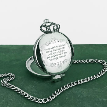 Engraved Pocket Watch With Vintage Framed Message, 2 of 3