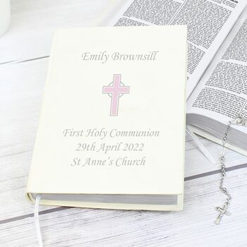 Personalised Pink Cross Holy Bible, 4 of 4