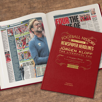 Jürgen Klopp Liverpool Years Personalised Football Gift Newspaper History Book, 4 of 10