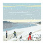 Snow Fighting On The Beach Christmas Card Pack Of Five, thumbnail 2 of 2