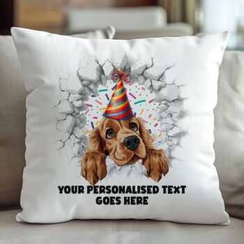Personalised Cocker Spaniel Birthday Break Through Dog, 5 of 8