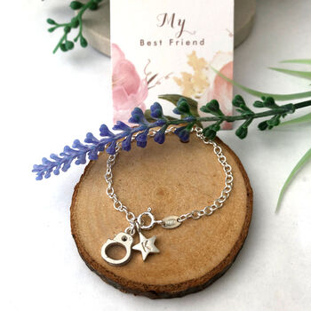 Handcuff And Initial Star Silver Friendship Bracelet, 6 of 12